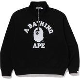 COLLEGE HALF ZIP RELAXED FIT CREWNECK SWEATSHIRT MENS