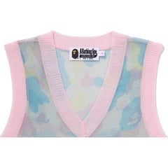 NEW MULTI CAMO METALLIC CROPPED KNIT VEST LADIES